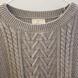 EUC Gray Loft Cable Sweater Medium
